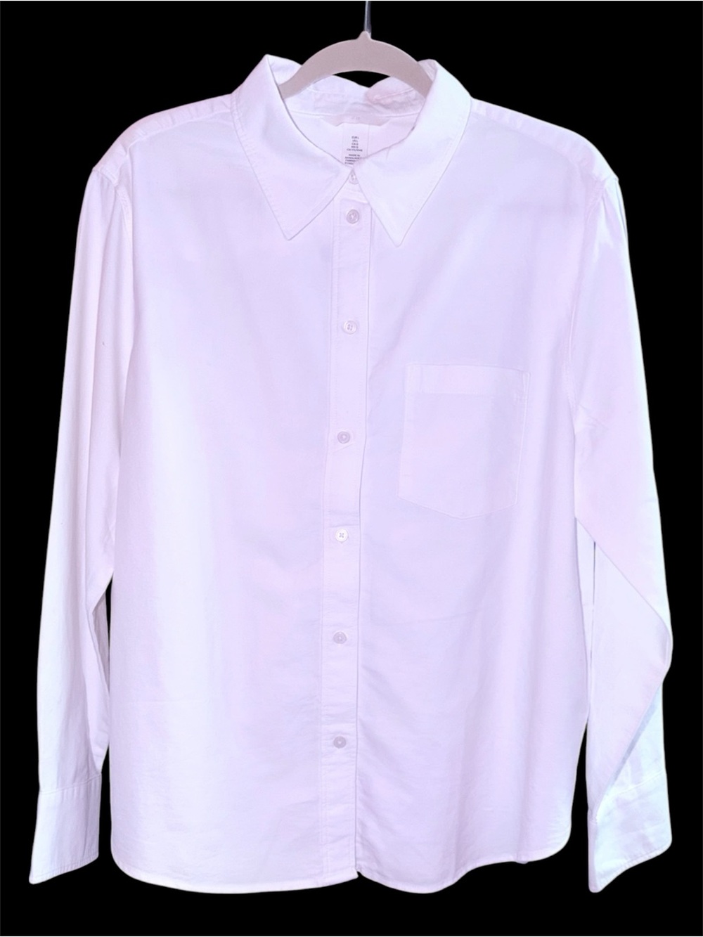 H&M Oversized 100% Cotton Button Front Shirt. White. Size Large